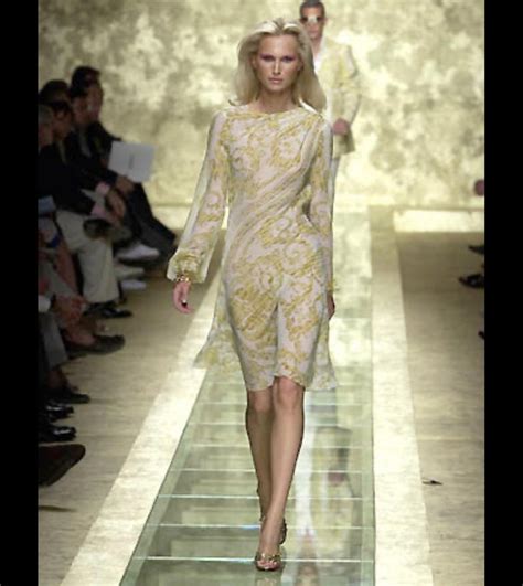 donatella versace 2001 borchie|S/S 2001 Gianni Versace by Donatella Orange Silk Greek Key.